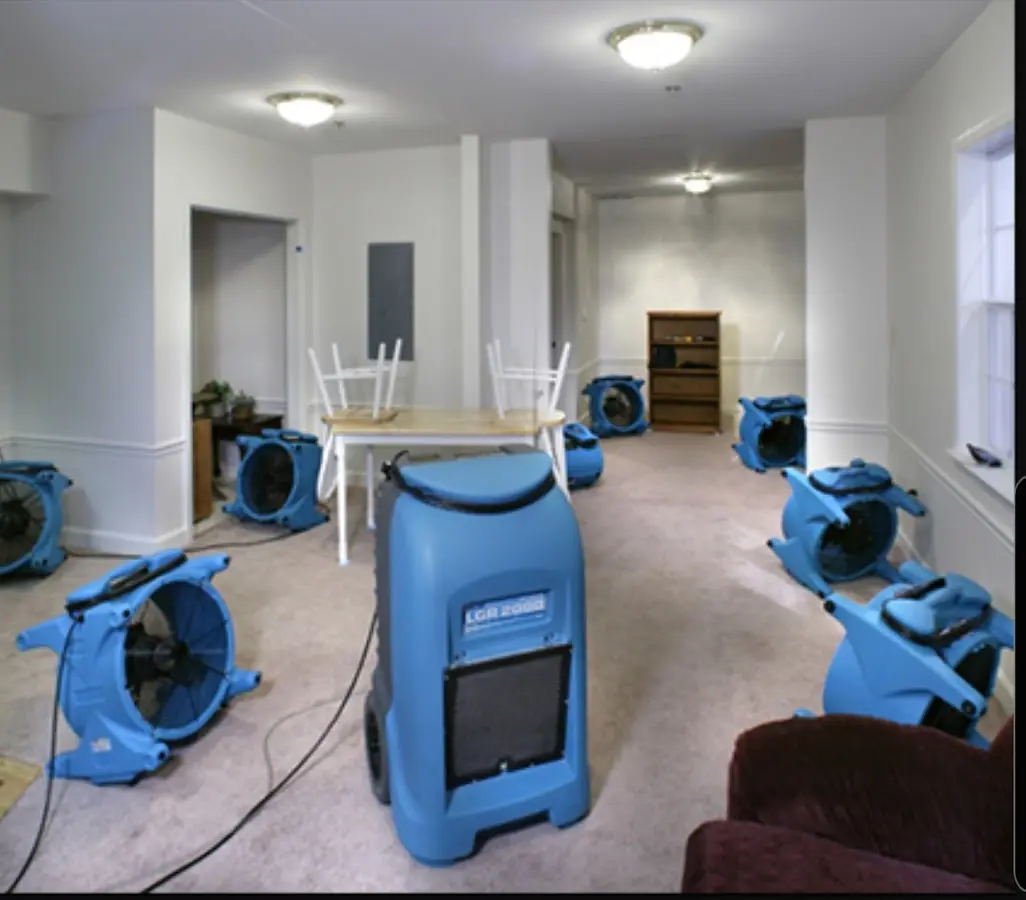 Air movers and dehumidifier setup for Water Extraction & Removal in River Oaks